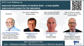 Вебинар IFCC: «Улучшенное внедрение медицинских тестов – новый проект повышения качества для лаборатории»